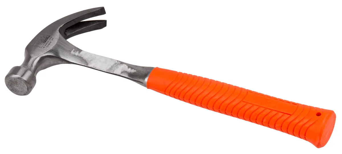 Category example: a household claw hammer on a white background.